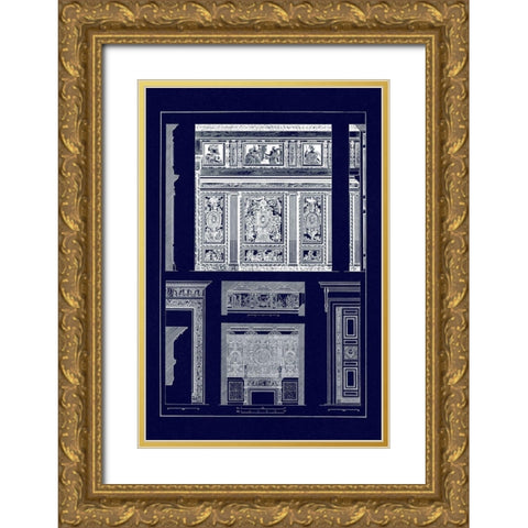 Wall Paintings and Decoration of the Renaissance (Blueprint) Gold Ornate Wood Framed Art Print with Double Matting by Buhlmann, J.