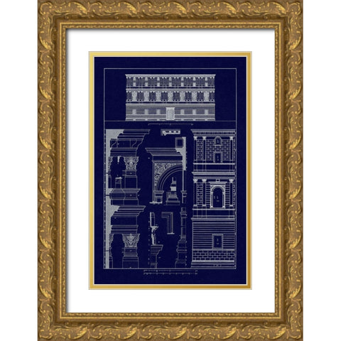 Palazzo Giraud at Rome (Blueprint) Gold Ornate Wood Framed Art Print with Double Matting by Buhlmann, J.