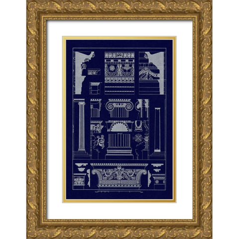 Entablatures and Capitals (Blueprint) Gold Ornate Wood Framed Art Print with Double Matting by Buhlmann, J.