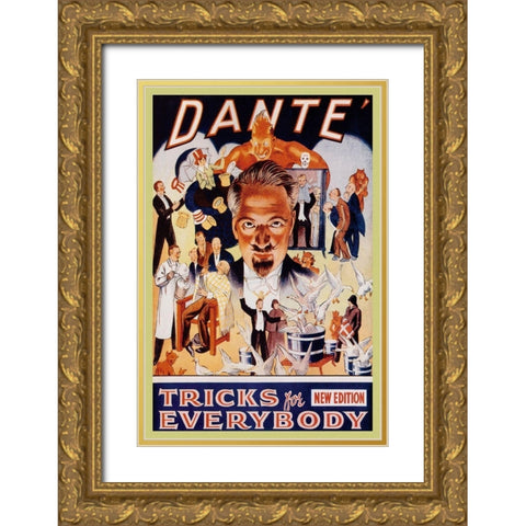 Magicians: Dante: Tricks for Everybody Gold Ornate Wood Framed Art Print with Double Matting by Unknown