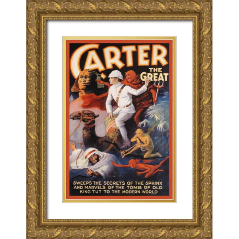 Magicians: Carter the Great: Secrets of the Sphinx Gold Ornate Wood Framed Art Print with Double Matting by Otis