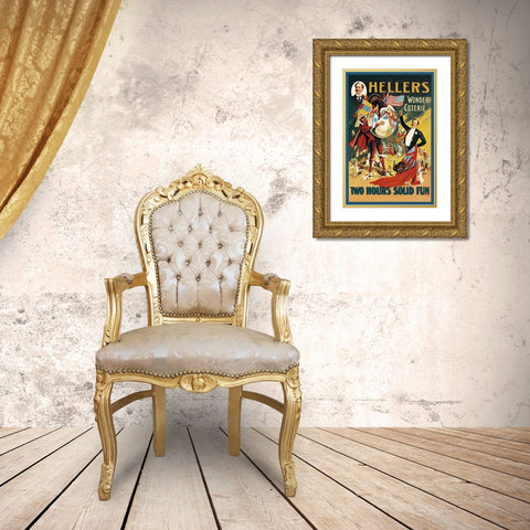 Magicians: Hellers Wonder Coterie Gold Ornate Wood Framed Art Print with Double Matting by Friedlander, Adolph