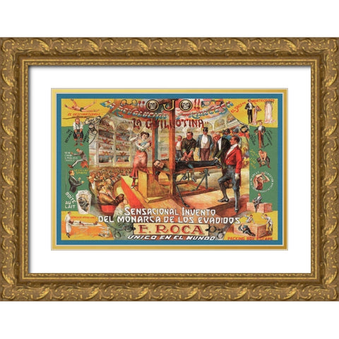 Magicians: Guillotina: F. Roca Gold Ornate Wood Framed Art Print with Double Matting by Unknown
