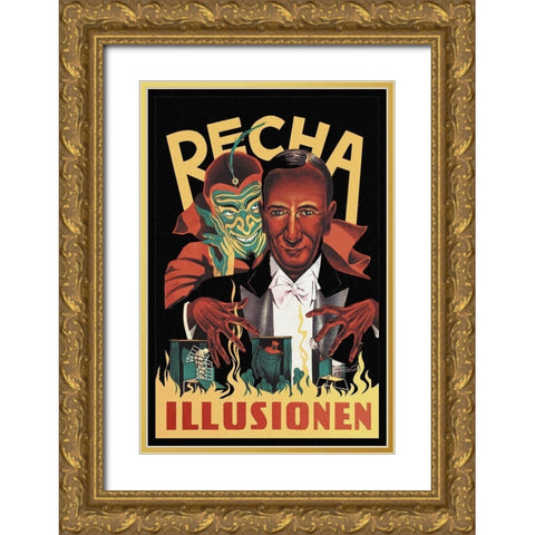 Magicians: Recha Illusionen Gold Ornate Wood Framed Art Print with Double Matting by Unknown