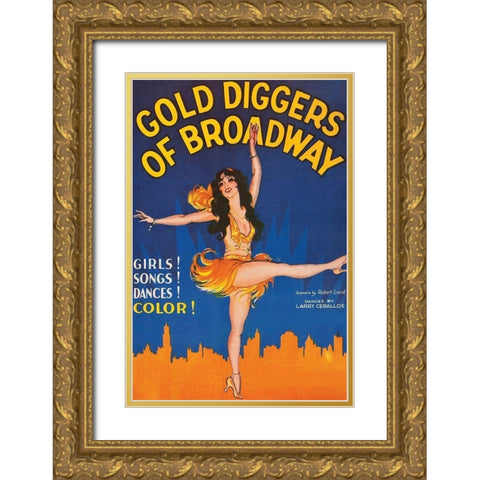 Vintage Film Posters: Gold Diggers of Broadway Gold Ornate Wood Framed Art Print with Double Matting by Unknown