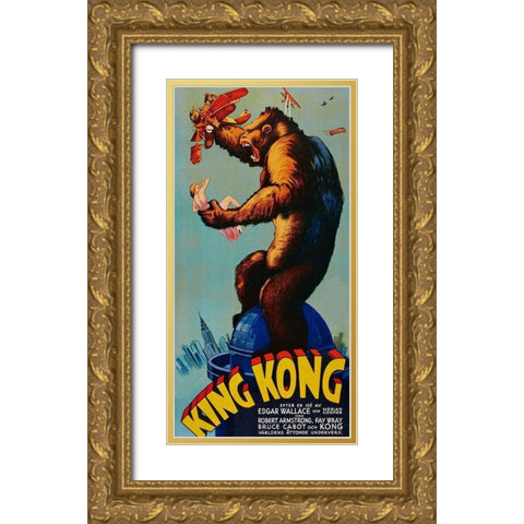 Vintage Film Posters: King Kong Gold Ornate Wood Framed Art Print with Double Matting by Unknown