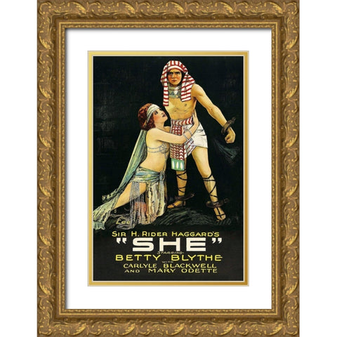 Vintage Film Posters: She Gold Ornate Wood Framed Art Print with Double Matting by Unknown