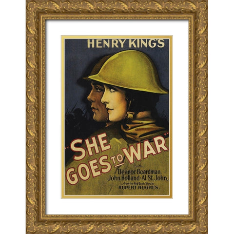 Vintage Film Posters: She Goes to War Gold Ornate Wood Framed Art Print with Double Matting by Unknown