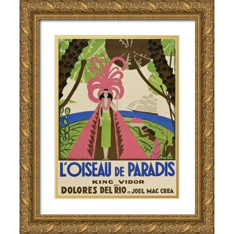 Vintage Film Posters: Bird of Paradise Loiseau de Paradis Gold Ornate Wood Framed Art Print with Double Matting by Unknown