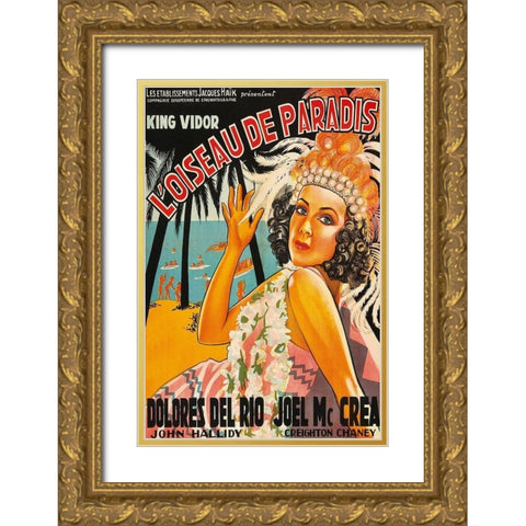 Vintage Film Posters: Bird of Paradise Loiseau de Paradis Gold Ornate Wood Framed Art Print with Double Matting by Unknown