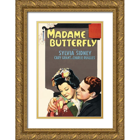 Vintage Film Posters: Madame Butterfly Gold Ornate Wood Framed Art Print with Double Matting by Unknown