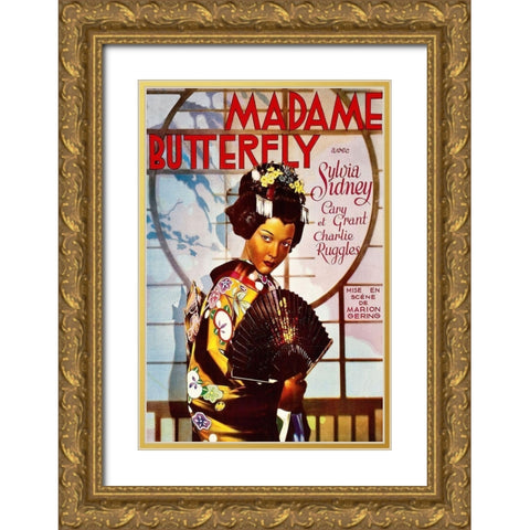 Vintage Film Posters: Madame Butterfly Gold Ornate Wood Framed Art Print with Double Matting by Unknown