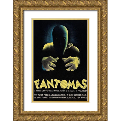 Vintage Film Posters: Phantoms Fantomas Gold Ornate Wood Framed Art Print with Double Matting by Unknown
