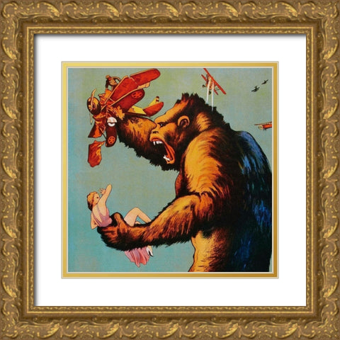 Vintage Film Posters: King Kong - Detail Gold Ornate Wood Framed Art Print with Double Matting by Unknown