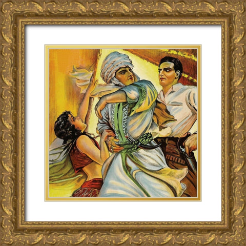 Vintage Film Posters: Love in the Desert Okens Ros - Detail Gold Ornate Wood Framed Art Print with Double Matting by Unknown