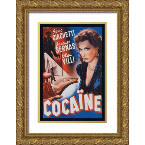 Vintage Vices: Cocaine Gold Ornate Wood Framed Art Print with Double Matting by Vintage Vices