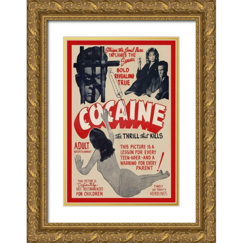 Vintage Vices: Cocaine: The Thrill the Kills Gold Ornate Wood Framed Art Print with Double Matting by Vintage Vices