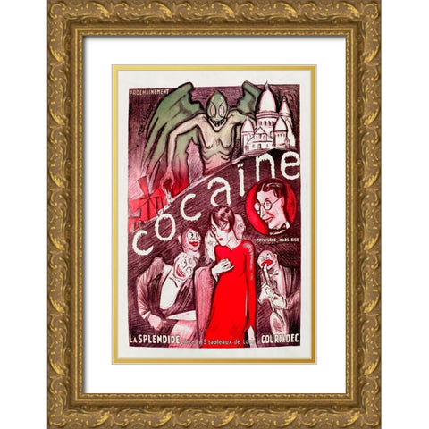 Vintage Vices: Cocaine Gold Ornate Wood Framed Art Print with Double Matting by Vintage Vices