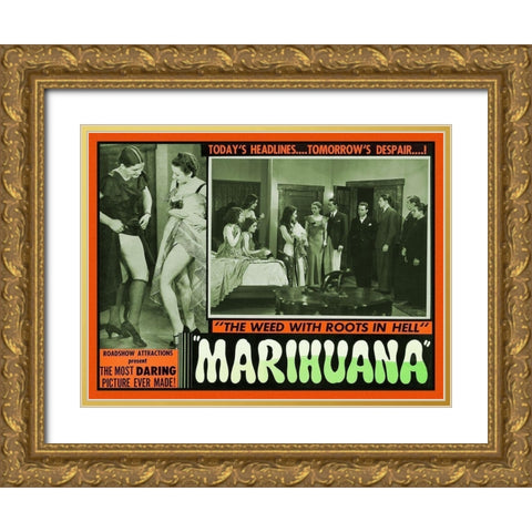 Vintage Vices: Marihuana: The Weed With Roots in Hell Gold Ornate Wood Framed Art Print with Double Matting by Vintage Vices