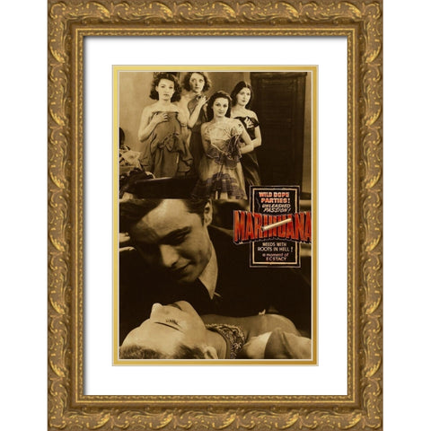 Vintage Vices: Wild Dope Parties! Marihuana. Gold Ornate Wood Framed Art Print with Double Matting by Vintage Vices