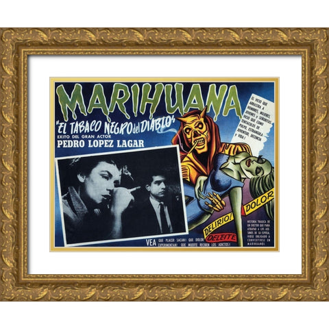 Vintage Vices: El Tobaco Negro del Diablo Gold Ornate Wood Framed Art Print with Double Matting by Vintage Vices