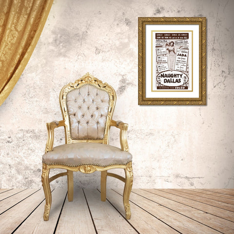 Vintage Vices: Naughty Dallas Gold Ornate Wood Framed Art Print with Double Matting by Vintage Vices