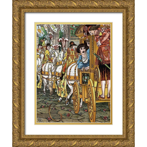 Frog Prince - Procession Gold Ornate Wood Framed Art Print with Double Matting by Crane, Walter