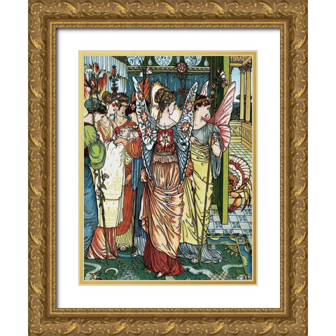 Hind in the Wood - The Baby Gold Ornate Wood Framed Art Print with Double Matting by Crane, Walter