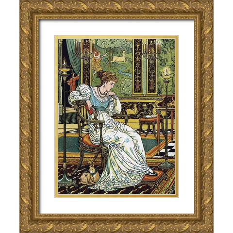 Hind in the Wood - In Thought Gold Ornate Wood Framed Art Print with Double Matting by Crane, Walter