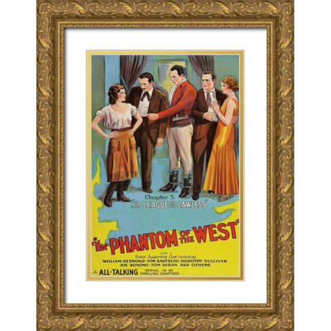 Vintage Westerns: Phantom of the West - League of the Lawless Gold Ornate Wood Framed Art Print with Double Matting by Unknown