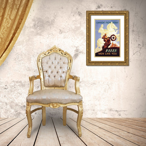 WWI: Canadas New Army: Men Like You Gold Ornate Wood Framed Art Print with Double Matting by Aldwinkle, Eric