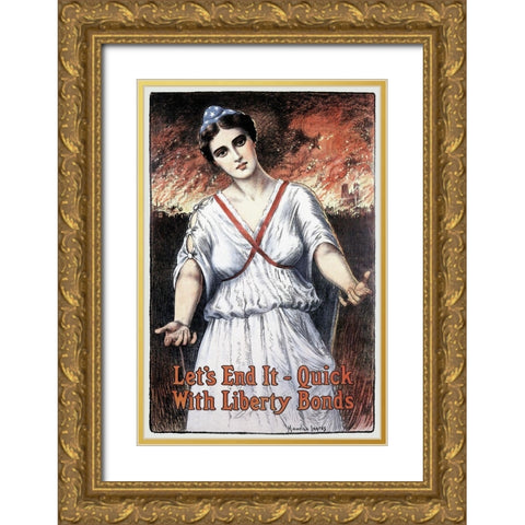 WWI: Lets End It - Quick Gold Ornate Wood Framed Art Print with Double Matting by Unknown
