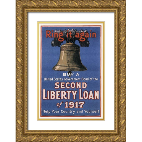 WWI: Ring It Again Gold Ornate Wood Framed Art Print with Double Matting by Unknown