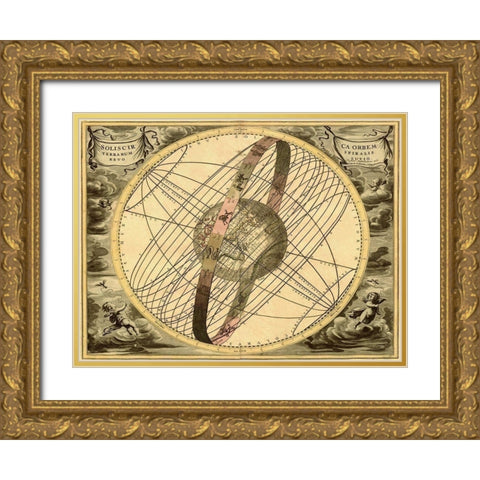Maps of the Heavens: Solis  Cir Terrarum Gold Ornate Wood Framed Art Print with Double Matting by Cellarius, Andreas