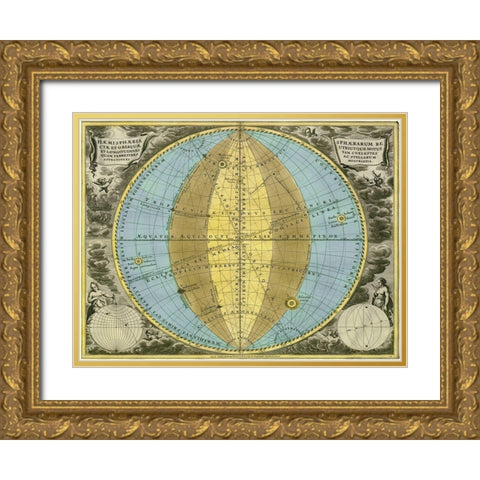 Maps of the Heavens: Hemisphaeria Sphaerarum Gold Ornate Wood Framed Art Print with Double Matting by Cellarius, Andreas