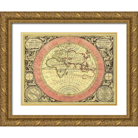Maps of the Heavens: Hemisphaerium Orbis Antiqui Gold Ornate Wood Framed Art Print with Double Matting by Cellarius, Andreas