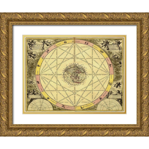 Maps of the Heavens: Typhus Aspec Gold Ornate Wood Framed Art Print with Double Matting by Cellarius, Andreas