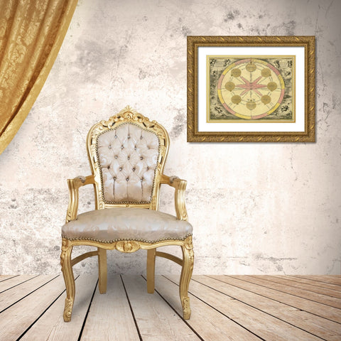 Maps of the Heavens: Theoria Trium Gold Ornate Wood Framed Art Print with Double Matting by Cellarius, Andreas