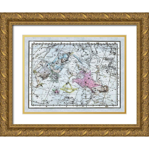 Maps of the Heavens: Andromeda and Perseus Gold Ornate Wood Framed Art Print with Double Matting by Jamieson, Alexander