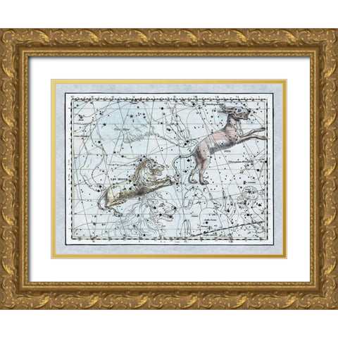 Maps of the Heavens: Leo Minor Gold Ornate Wood Framed Art Print with Double Matting by Jamieson, Alexander