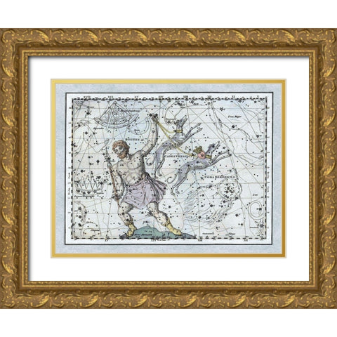 Maps of the Heavens: Bootes the Hunter and His Hounds Gold Ornate Wood Framed Art Print with Double Matting by Jamieson, Alexander