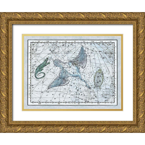 Maps of the Heavens: The Swan in the Milkyway Gold Ornate Wood Framed Art Print with Double Matting by Jamieson, Alexander
