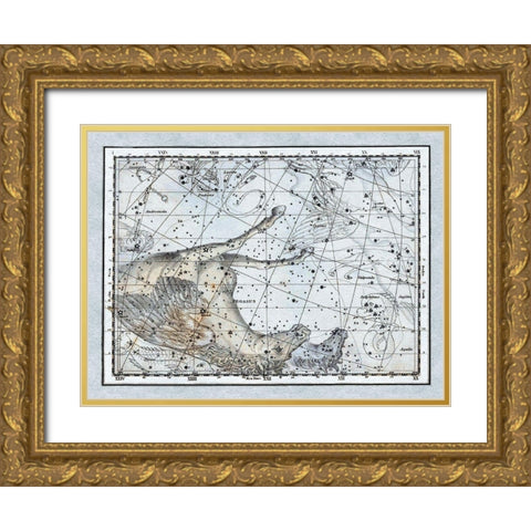 Maps of the Heavens: Pegasus the Horse Gold Ornate Wood Framed Art Print with Double Matting by Jamieson, Alexander