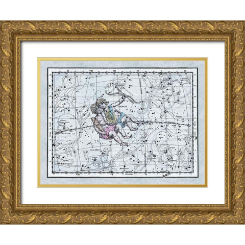 Maps of the Heavens: Gemini - the Twins - Castor and Pollux Gold Ornate Wood Framed Art Print with Double Matting by Jamieson, Alexander