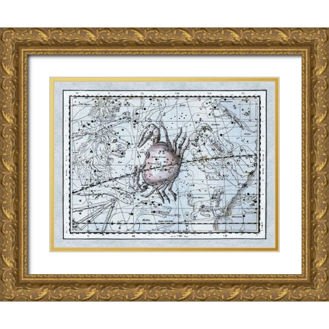 Maps of the Heavens: Cancer - the Crab Gold Ornate Wood Framed Art Print with Double Matting by Jamieson, Alexander