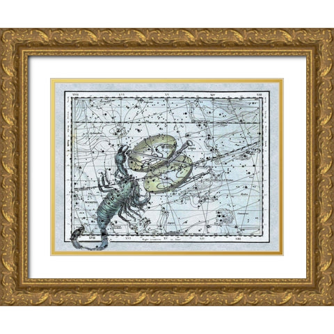 Maps of the Heavens: Libra - the Scales and The Scorpion Gold Ornate Wood Framed Art Print with Double Matting by Jamieson, Alexander