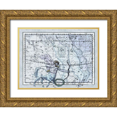 Maps of the Heavens: Sagittarius the Centaur Gold Ornate Wood Framed Art Print with Double Matting by Jamieson, Alexander