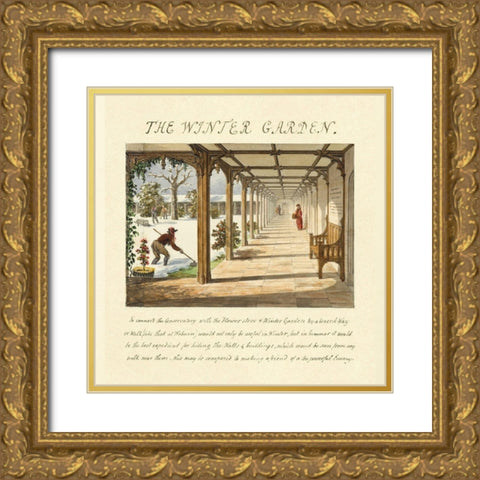 The Winter Garden, 1813 Gold Ornate Wood Framed Art Print with Double Matting by Repton, Humphry
