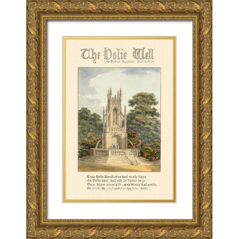 The Holie Well, 1813 Gold Ornate Wood Framed Art Print with Double Matting by Repton, Humphry