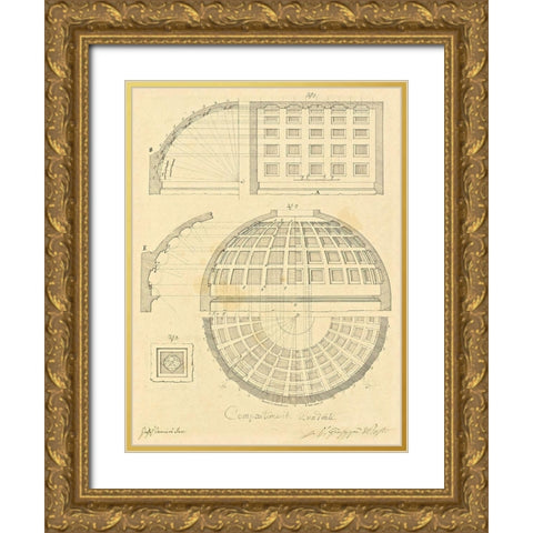 Plate 42 for Elements of Civil Architecture, ca. 1818-1850 Gold Ornate Wood Framed Art Print with Double Matting by Vannini, Giuseppe